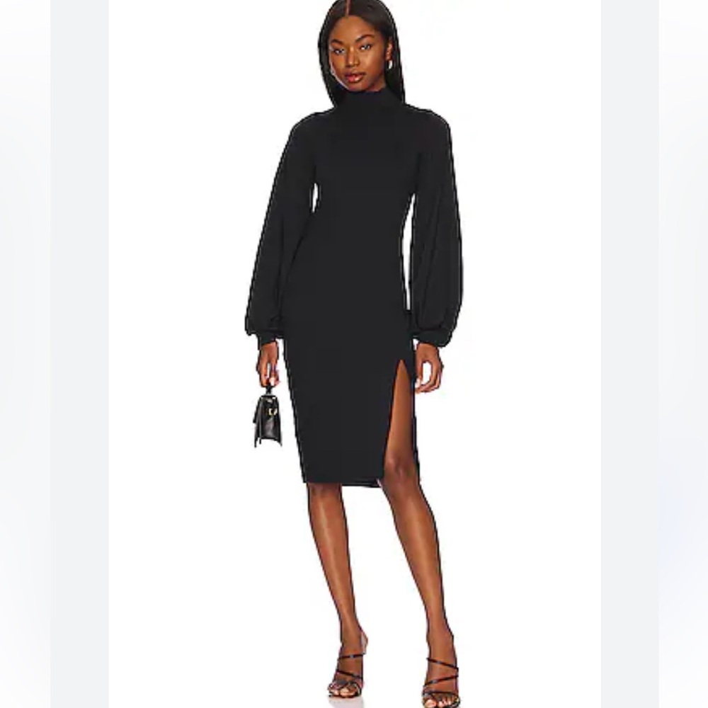 Susana Monaco Mock Neck Slit Midi Dress